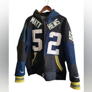 Nike Greenbay Packers X Levis Upcycled Denim Bomber Hooded Jacket Mens XL